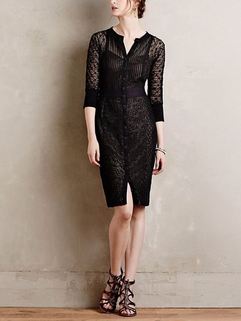 Anthropologie Beguile by Byron Lars Mona Black Lace Dress Size 00P